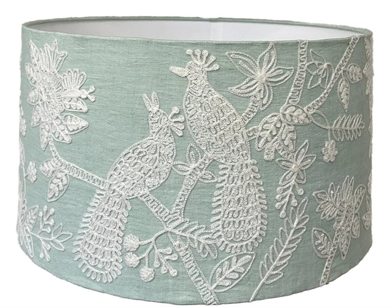 Lamp shade - embroidered linen